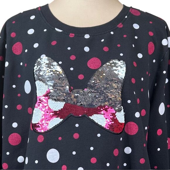 Disney Parks Black Pink Flip Sequin Minnie Bow Sweatshirt Size XXL - Picture 6 of 8